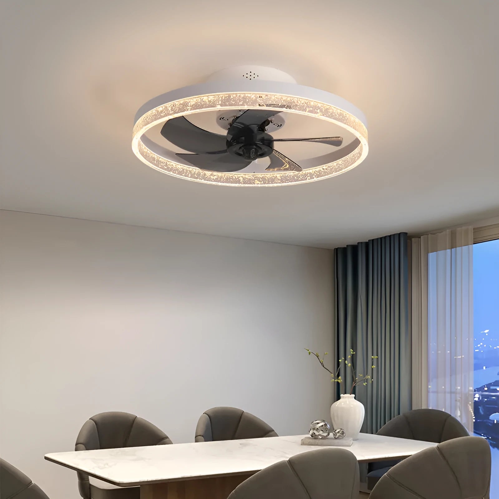 Nordic-style ceiling fan lamp with remote control and LED lighting in 50cm diameter