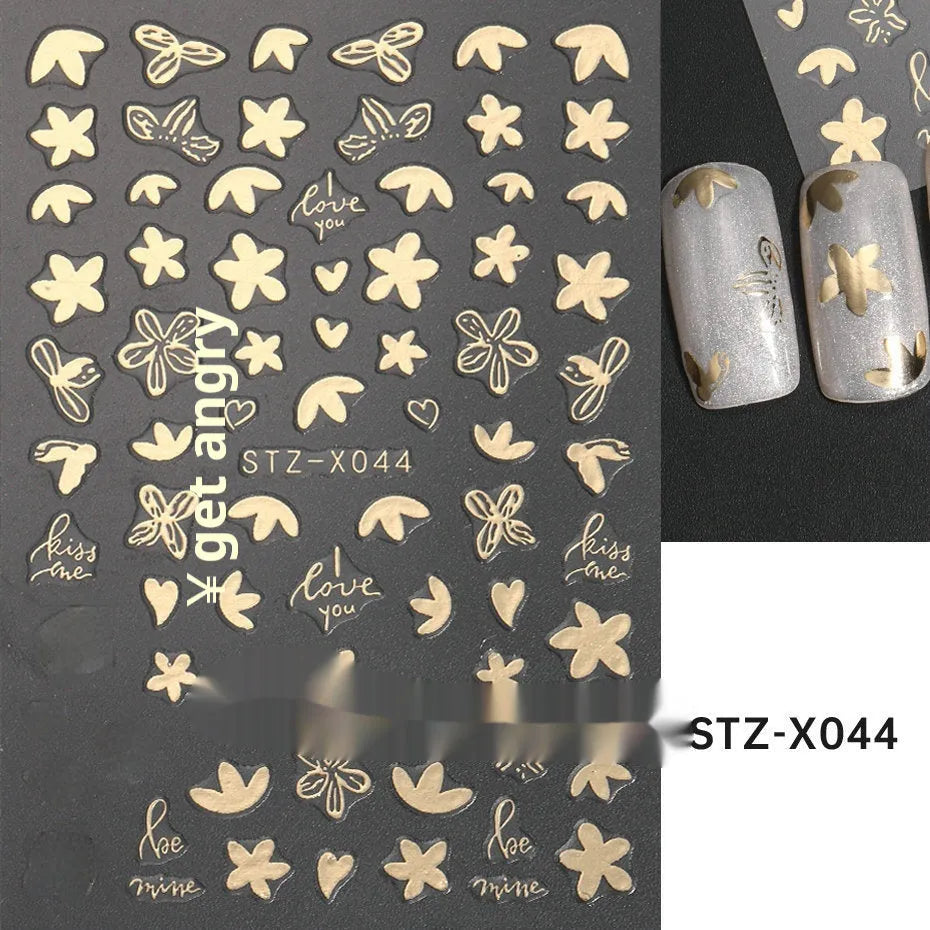 Sheet of black and silver stripe nail art stickers from a cartoon series for DIY manicures.