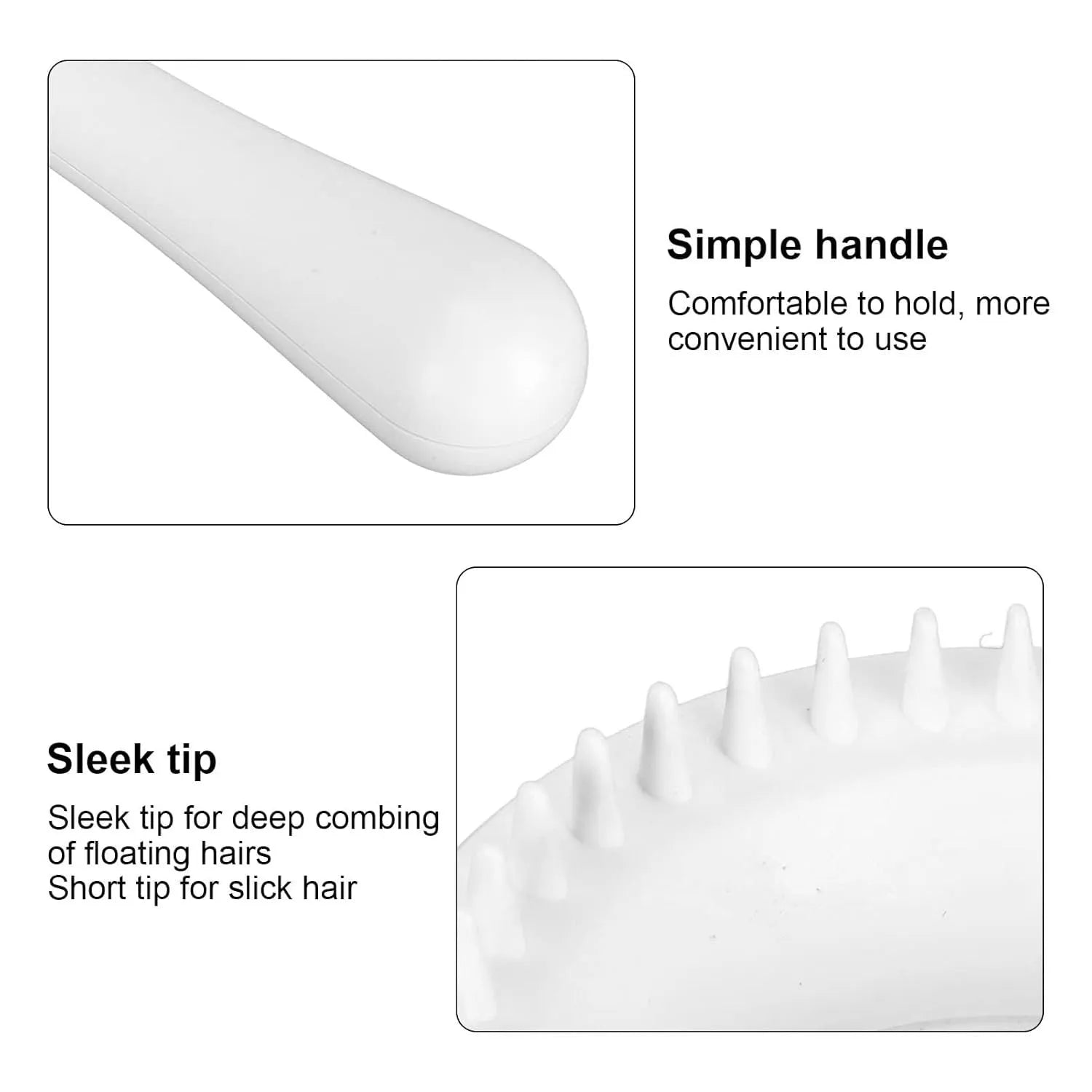 Blue and white double-sided pet grooming brush with quick-clean button and ergonomic handle for cats and dogs