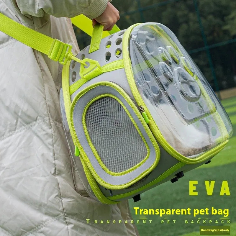 Transparent space capsule backpack cat carrier with hard EVA shell in multiple colour options