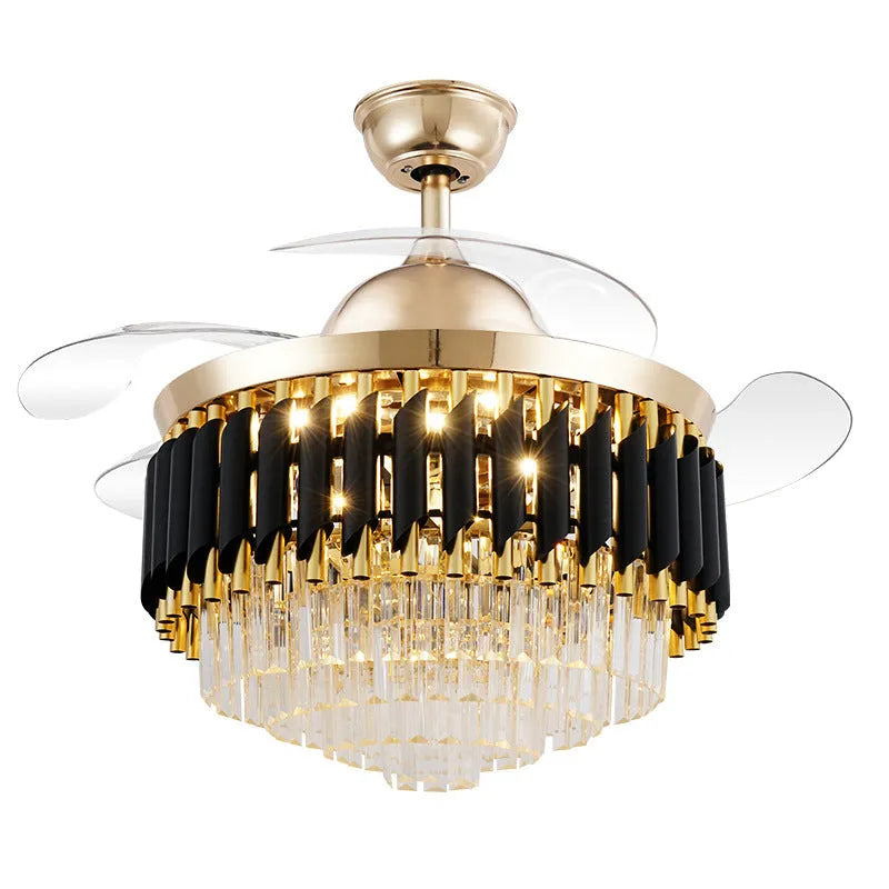 Crystal ceiling fan light with remote control in 42 inch and 48 inch diameter options