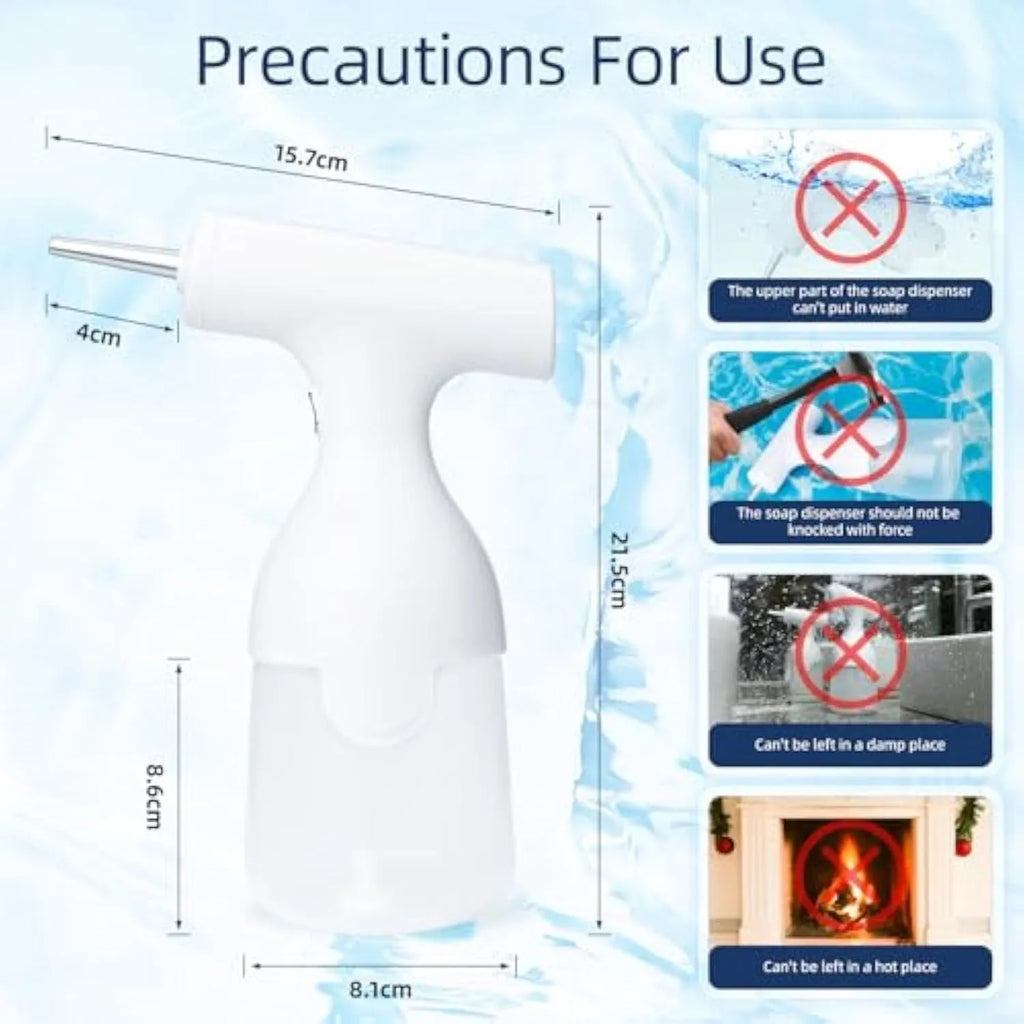 White electric foam soap dispenser with 350ml capacity and rechargeable battery for pet baths and cleaning
