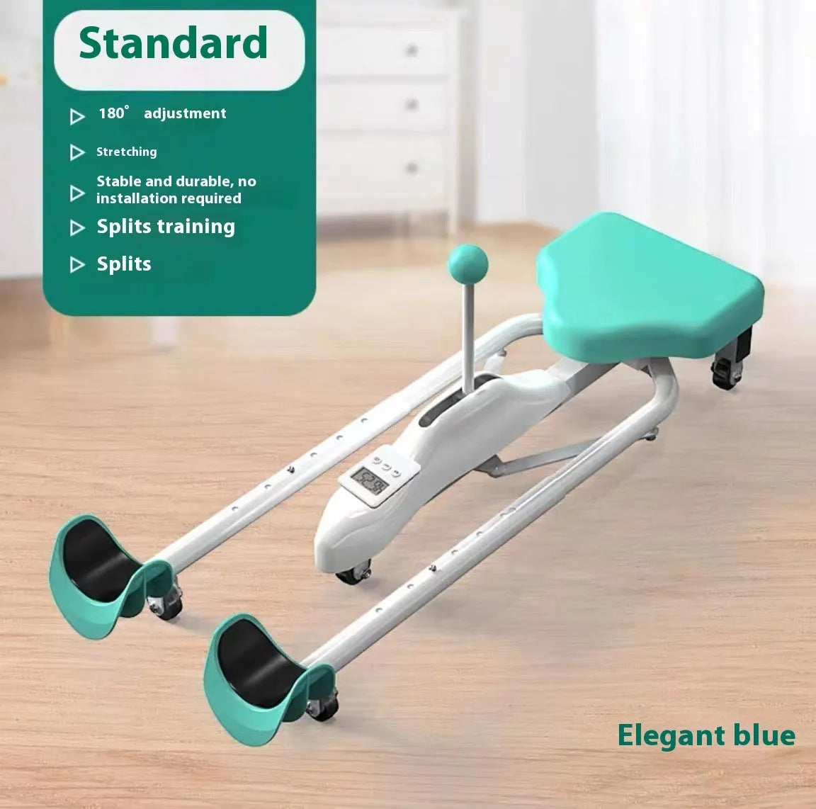 Leg opener stretching device with steel pipe frame and foam padding for gymnastics dance training