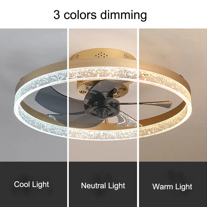 Nordic-style ceiling fan lamp with remote control and LED lighting in 50cm diameter