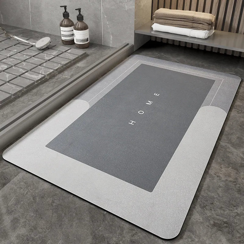 Blended fabric bathroom floor mat in oval and rectangular shapes with Baikal colour options