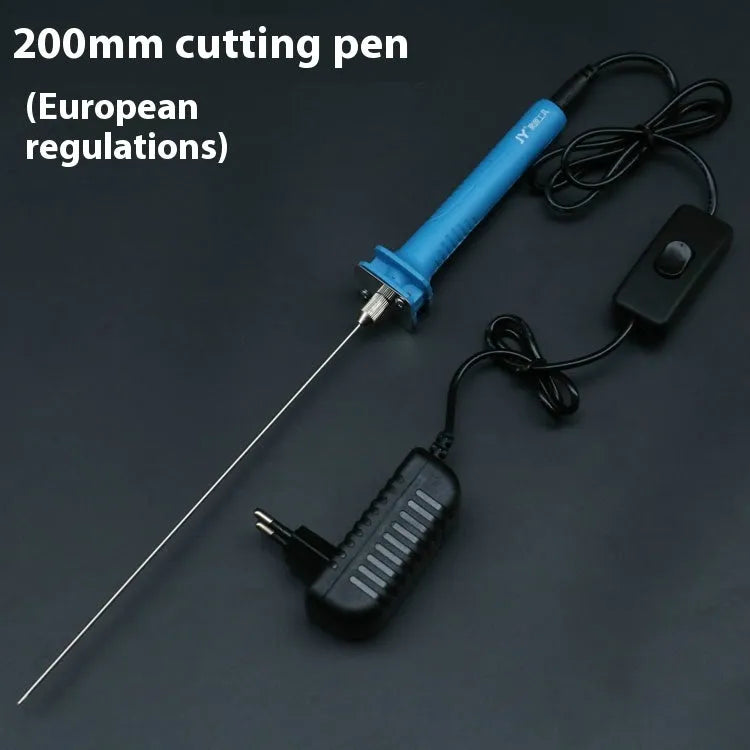 Blue electric heating cutter pen for foam materials with nickel-chrome blade and plastic handle