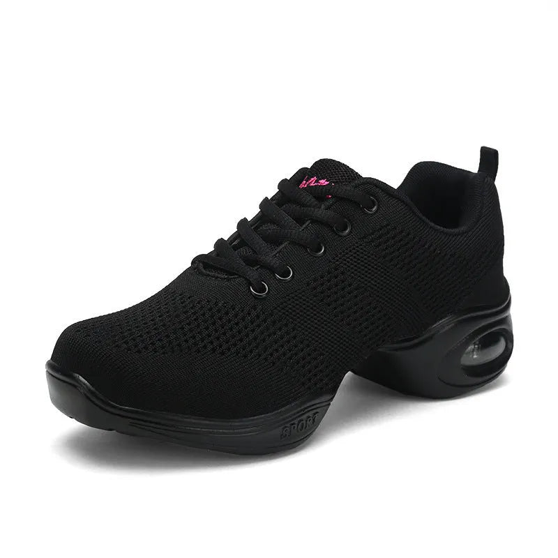 Women's breathable fly woven mesh dancing shoes with soft PU soles in multiple colour options