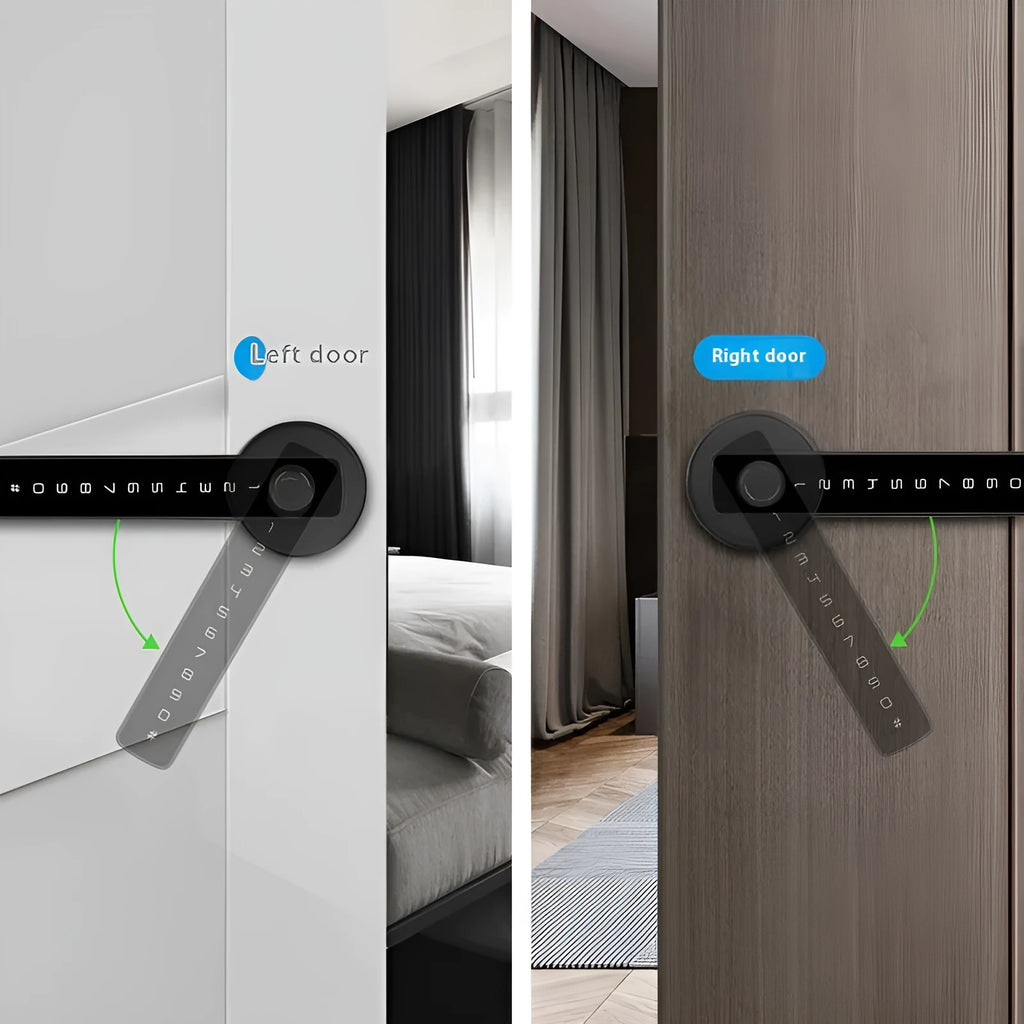 Black spherical handle smart door lock with electronic keypad for wooden interior doors