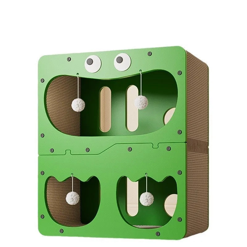 Double layer cat scratching board nest with scratching surface and enclosed resting area