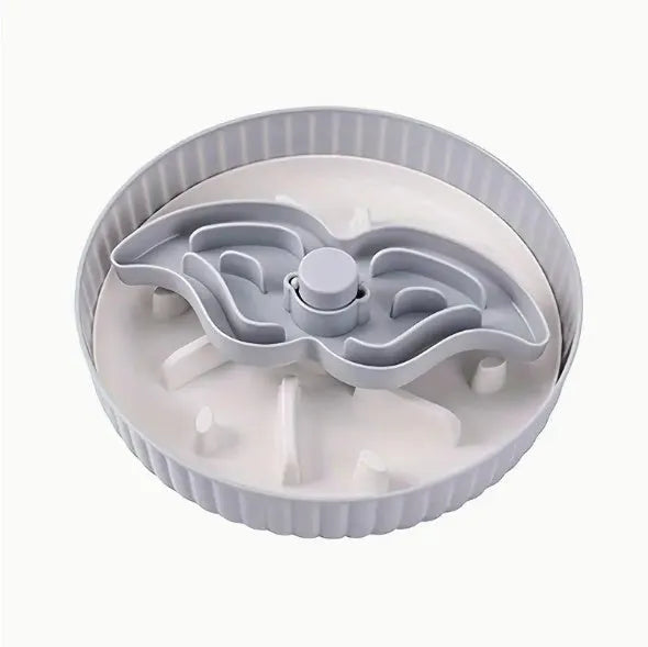 Rotating pet food basin with silica gel anti-choke mat in beige blue gray green or red