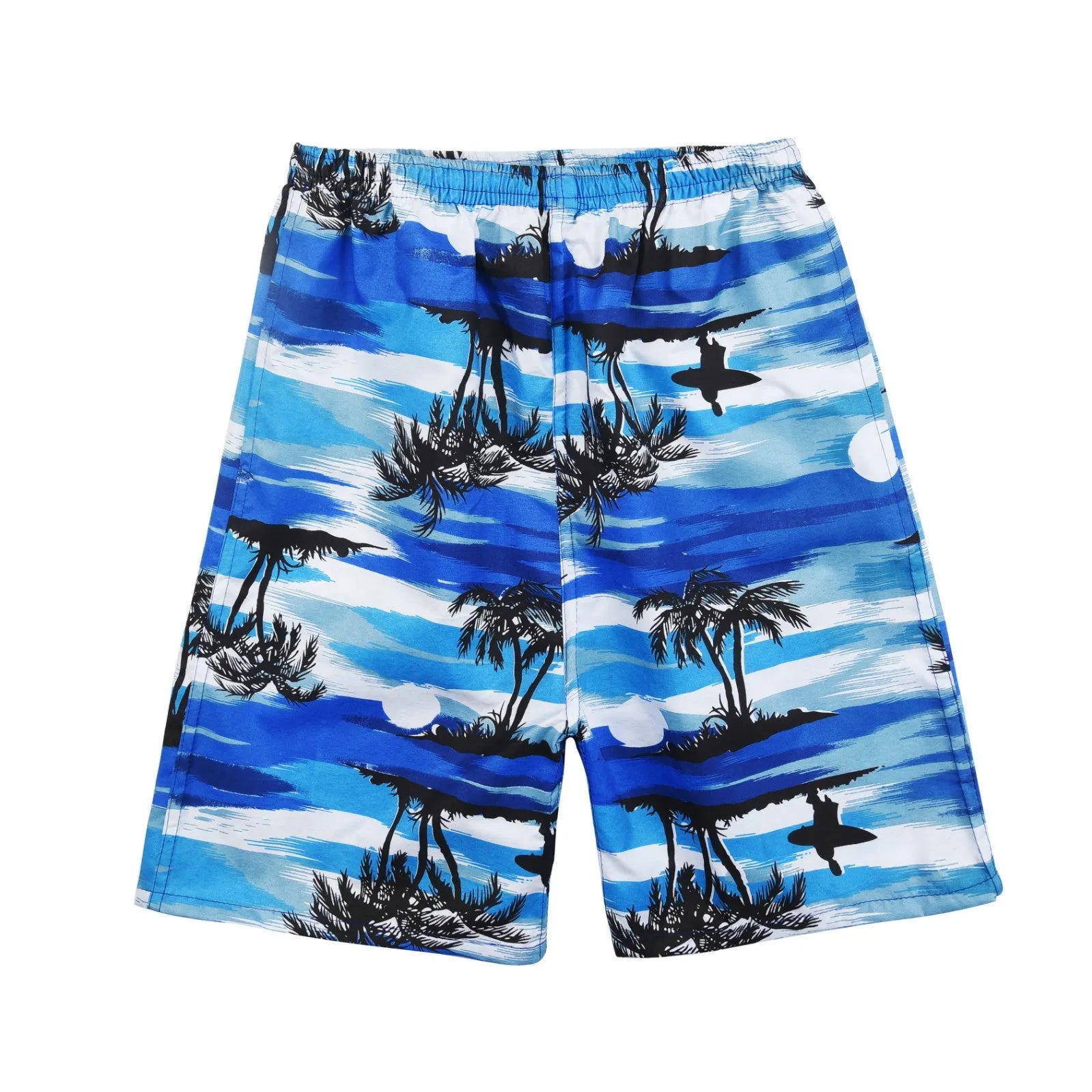 Men's floral printed swimming trunks with five-point design in quick-dry polyester material