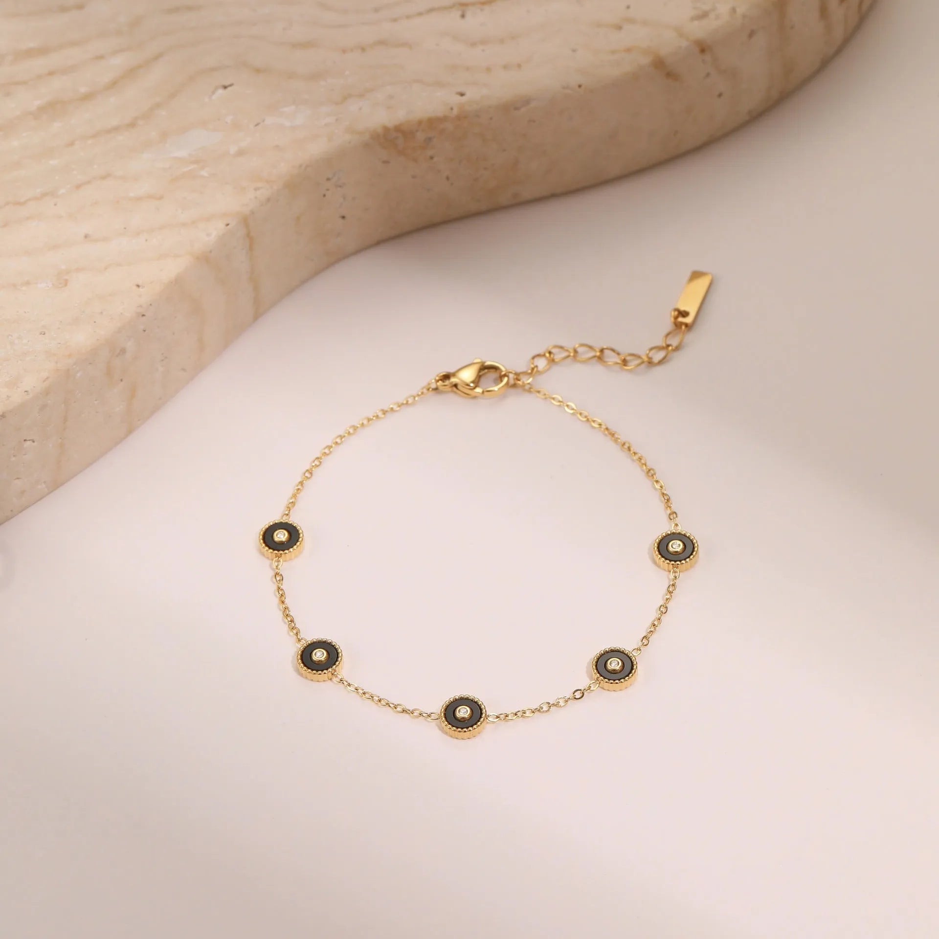 Gold-plated fritillary geometric bracelet and necklace set for women