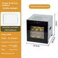 Stainless steel fruit dehydrator with visual skylight showing stacked drying trays inside