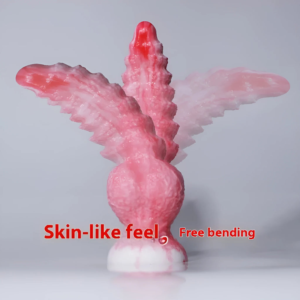 Pink platinum silicone penis-shaped masturbation device for women
