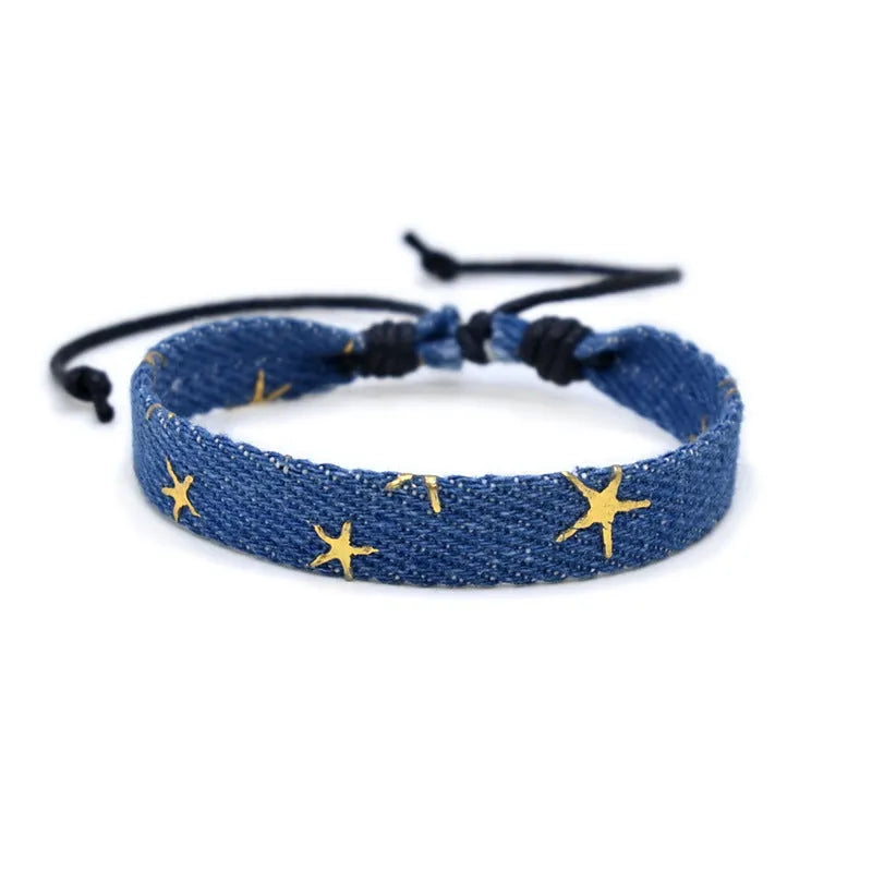Handmade denim fabric bracelet in multiple colour options for unisex wear