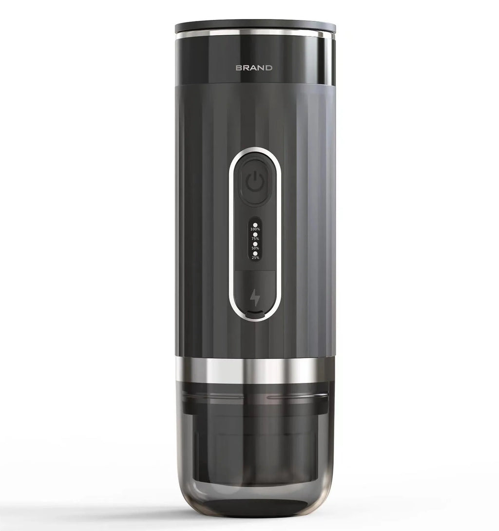 Black portable wireless coffee machine for K-Cup capsules with car charger compatibility