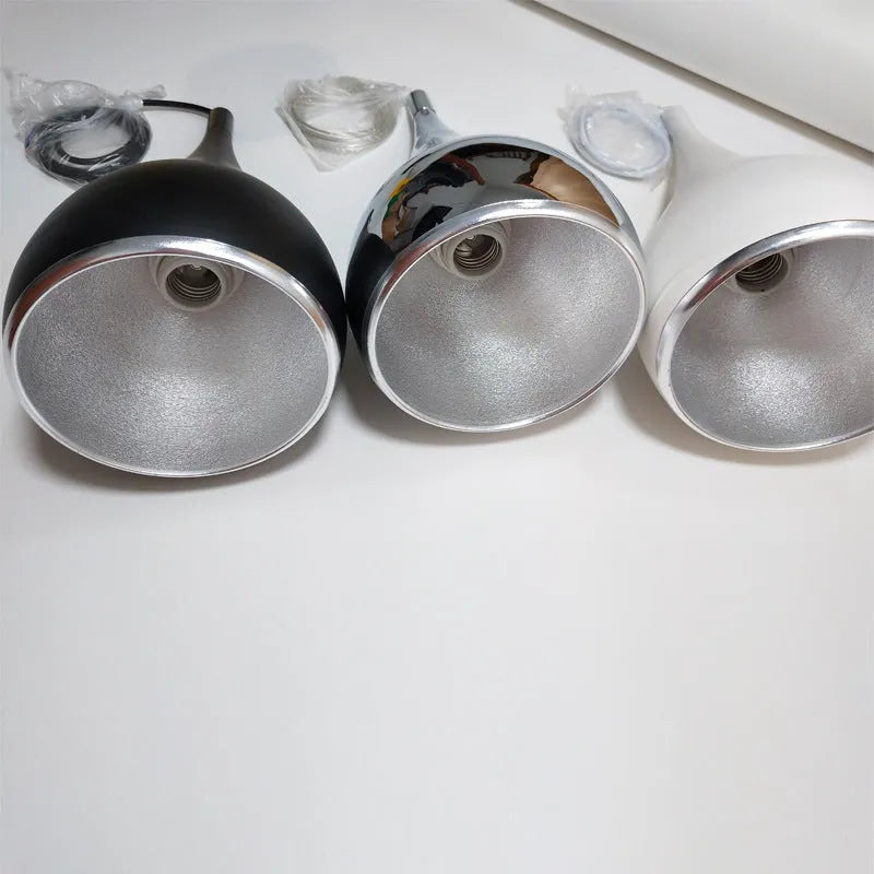 Minimalist iron chandelier ceiling light in black, chrome or white with single head or multi-head disc styles