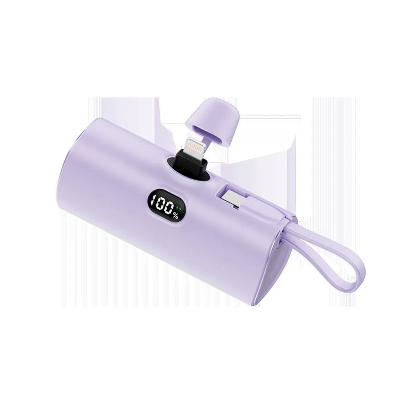 Capsule digital display wireless power bank with built-in plug in multiple colours
