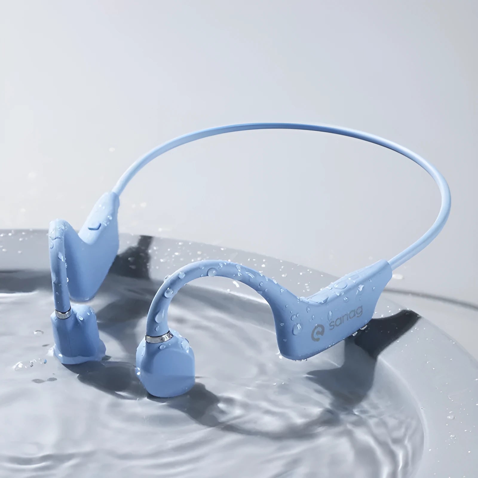 Bone conduction wireless headphones with neckband design in multiple colour options for sports use