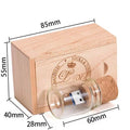 Transparent wooden wish bottle USB drive showing internal wood element, 60mm long.