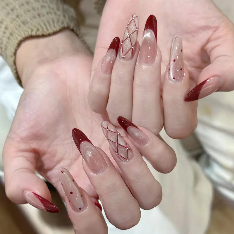False nails for girls showing short square and coffin shapes in various solid and sparkle colours