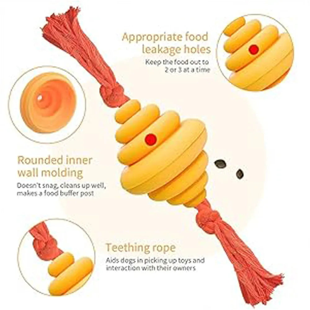 Green and yellow dog ball with knotted rope toy for large breed interactive play and treat dispensing