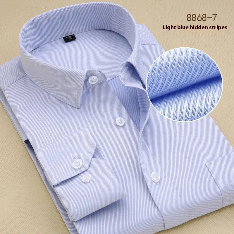 Men's black cotton long sleeve business shirt with slim fit and regular cut design