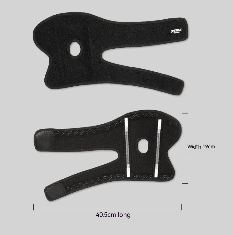 A black adjustable sports elbow guard worn on an arm, suitable for badminton and basketball.
