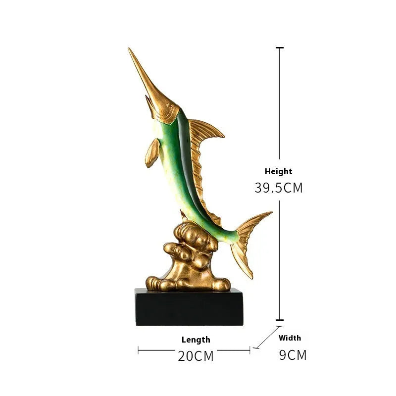 European style plastic resin swordfish decoration ornament in a choice of four colours.