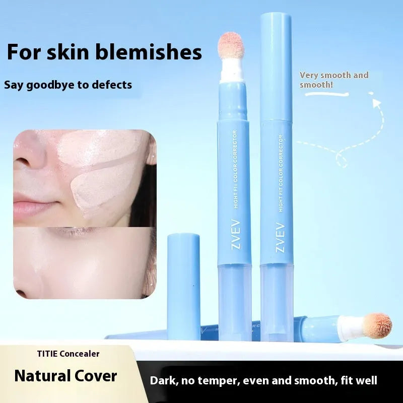 Concealer cream with sponge brush head applicator in 1.5g size showing three colour shades
