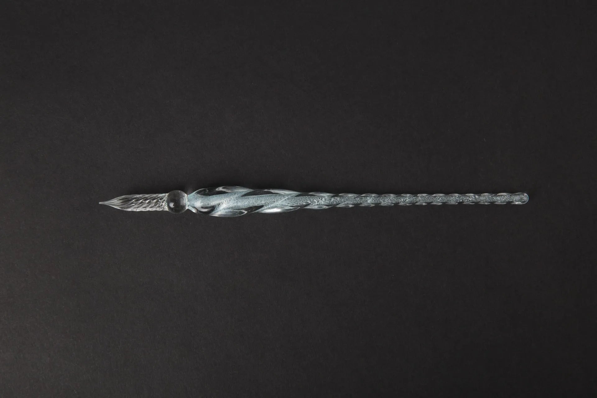 Transparent hand-blown glass crystal pen with coloured ink art effect in choice of 13 colours.