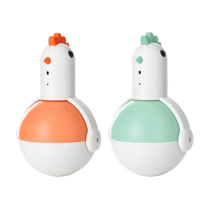 Green and orange electric cat toy chicken shape with laser sound and automatic swing function