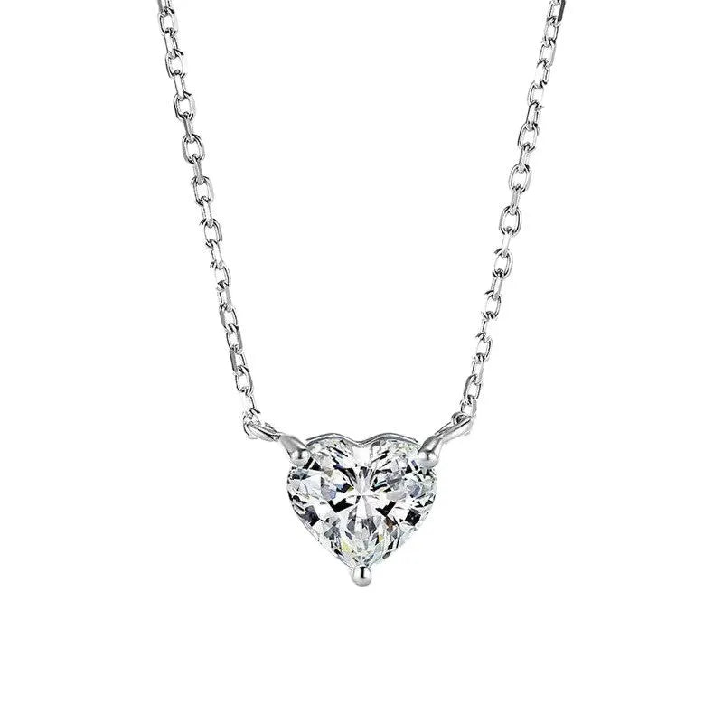 Women's silver heart necklace with copper construction and simple pendant design