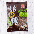 Assortment bag containing three separate packets of Plum Sugar, Guava, and Tangerine Peel flavoured hard candy.
