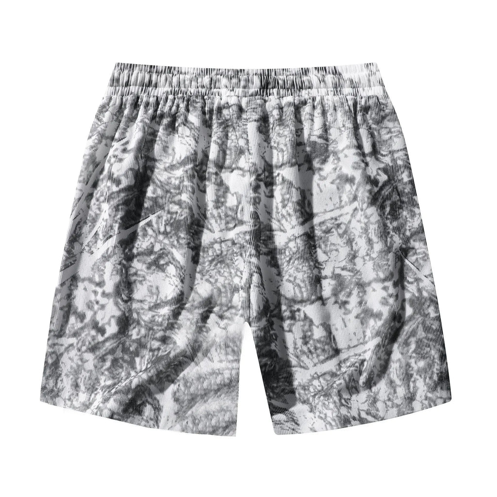Men's corduroy camouflage athletic shorts with high waist and straight leg.