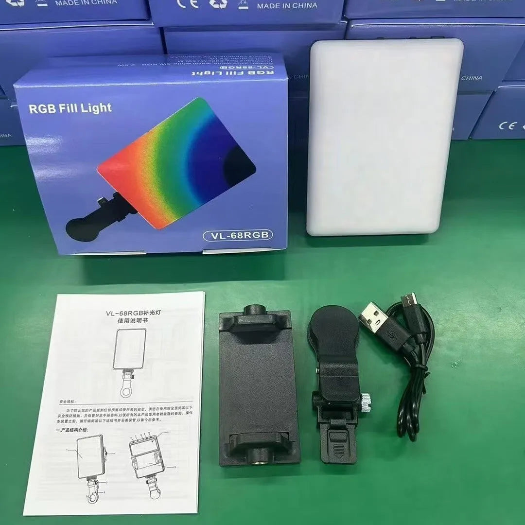 Compact pocket fill light with clip for mobile phone photography