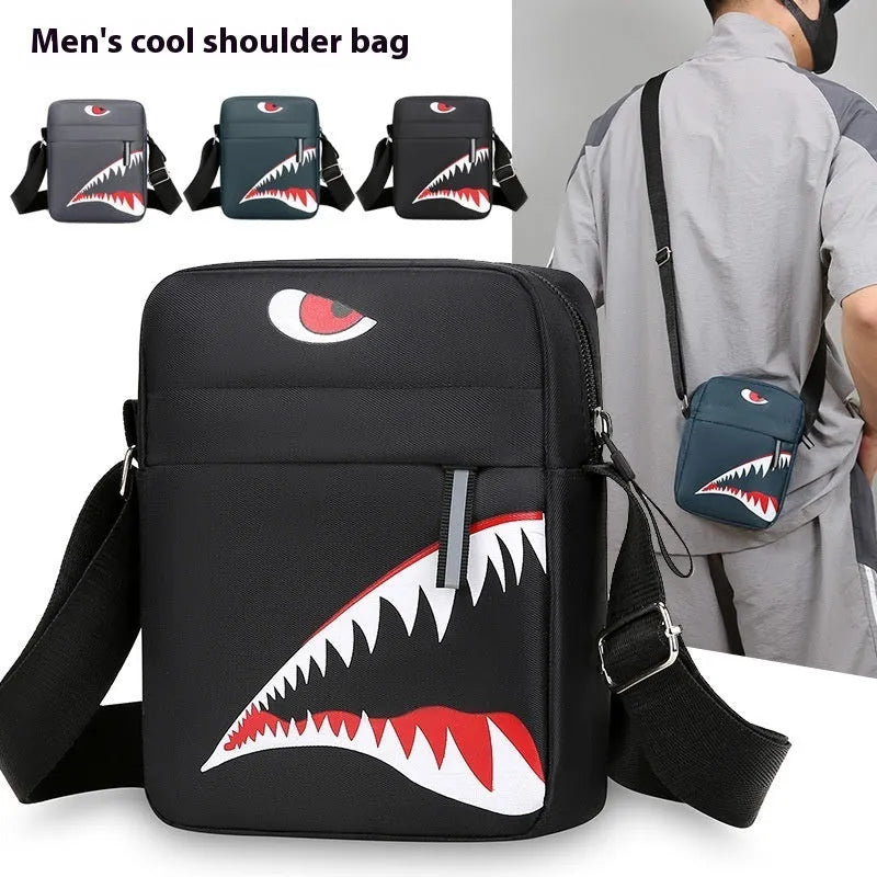 Men's small casual crossbody bag in Oxford cloth with animal print patterns