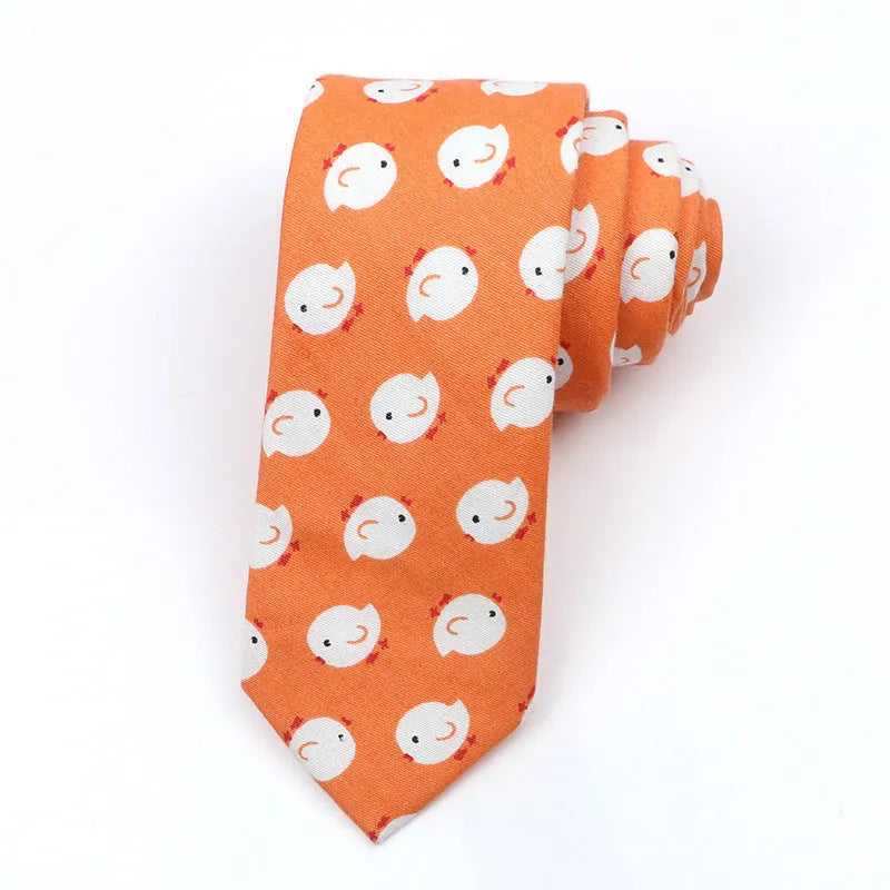 Korean style narrow men's cotton bow tie with a printed cartoon pattern, shown in colour GH21-01.