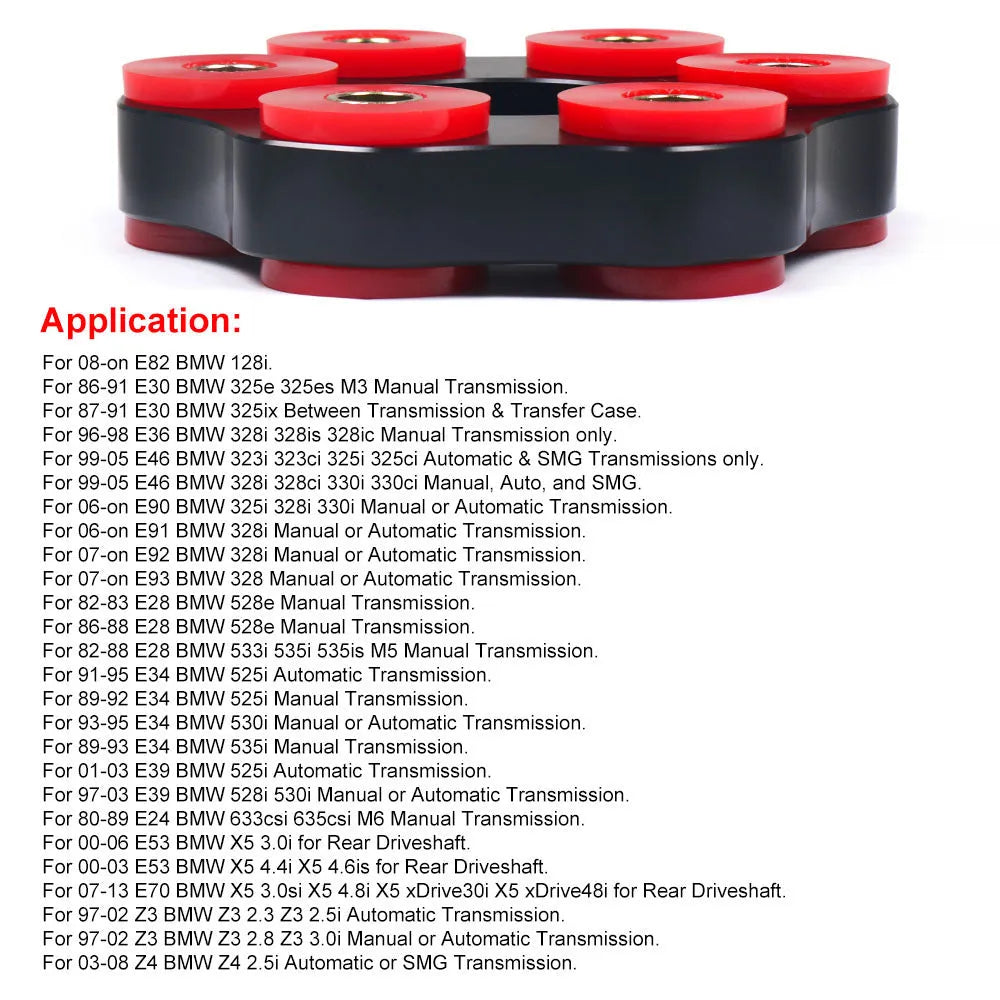 Red polyurethane aluminium drive shaft connecting plate bracket for BMW E28 vehicles with transmission shaft