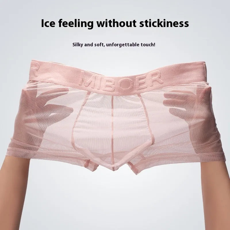 Men's thin invisible breathable boxer shorts in quick drying polyester fabric showing colour options