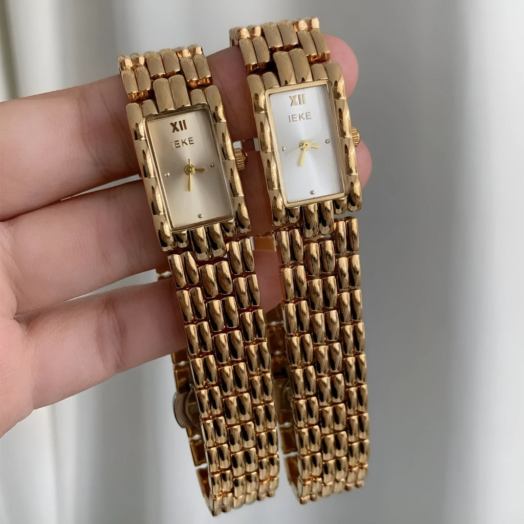 Women's mid-ancient style bracelet watch with 15mm dial and butterfly clasp