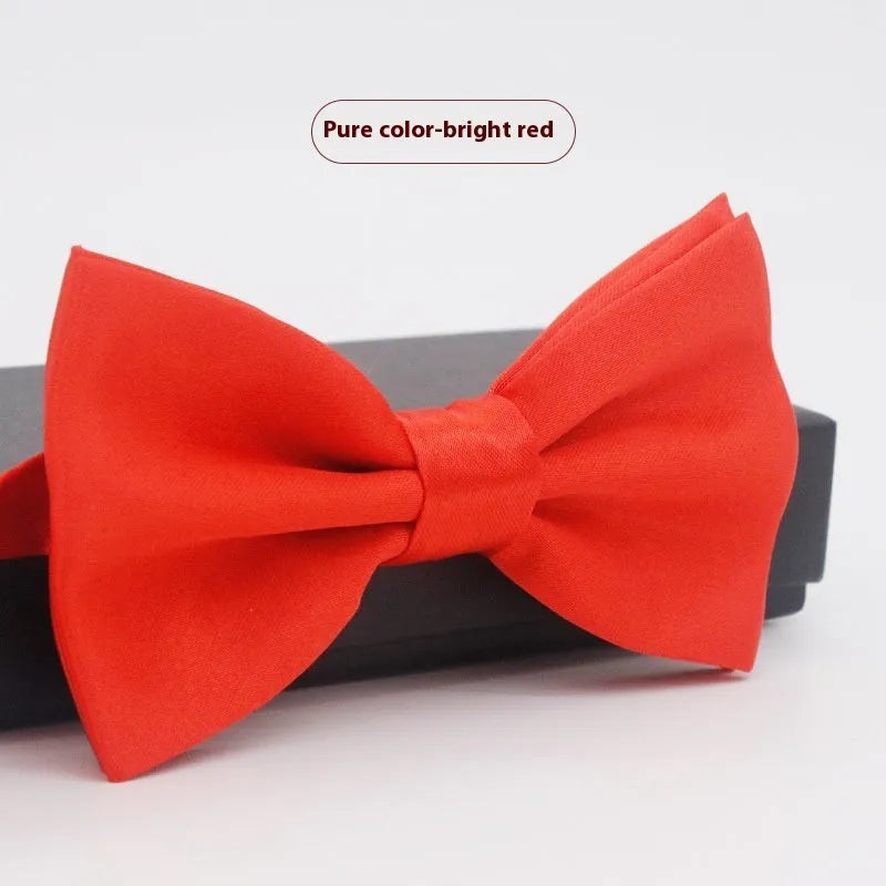 Solid colour formal bow tie with flat head design in polyester fabric