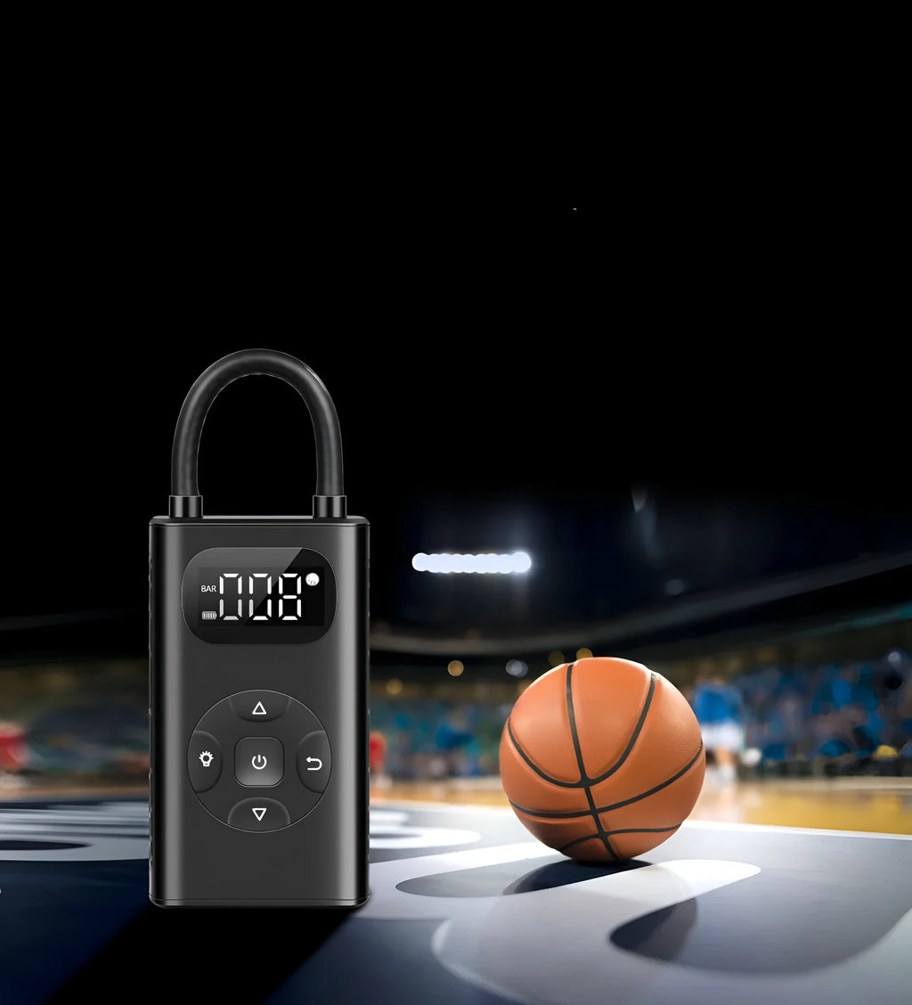 Black aviation aluminium alloy portable power bank tyre inflator with digital display and air hose