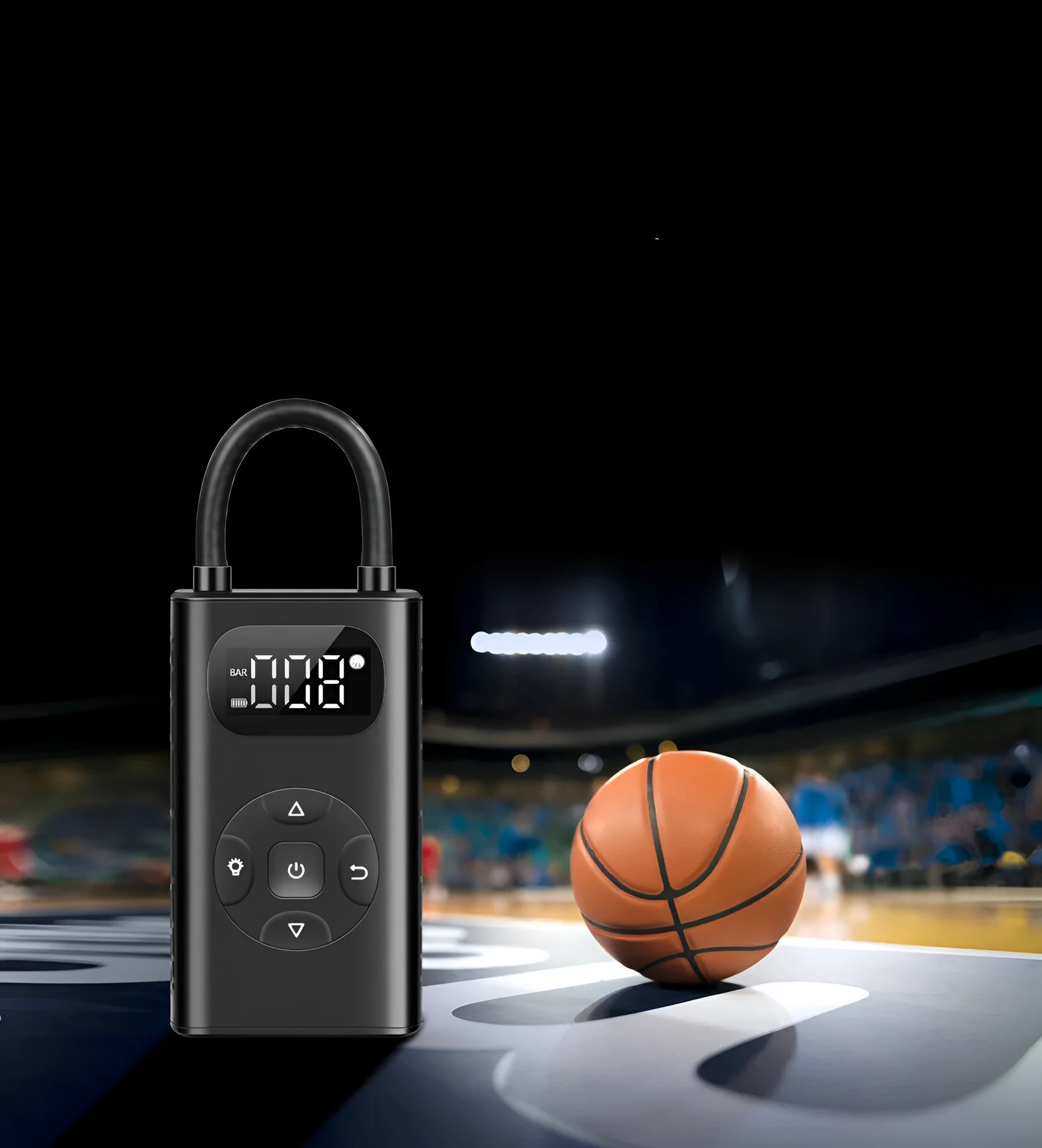Black aviation aluminium alloy portable power bank tyre inflator with digital display and air hose