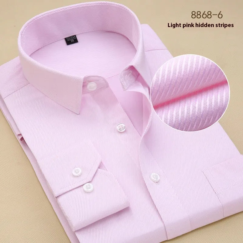 Men's black cotton long sleeve business shirt with slim fit and regular cut design