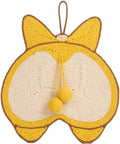 Yellow Corgi butt design sisal cat scratching board with anti-slip base