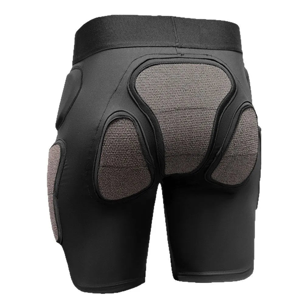X-ray diffraction ski protective gear showing hip pads and knee pads with sizing options