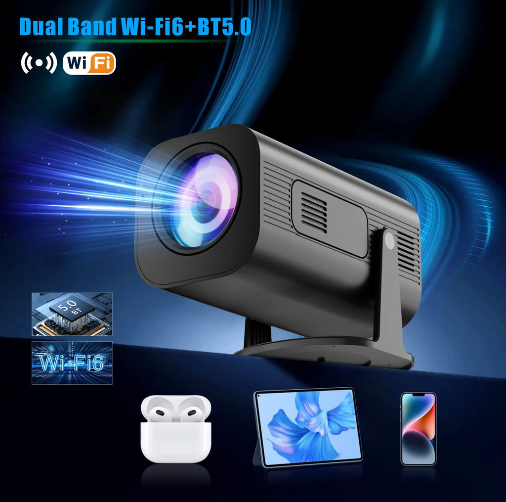 P330 portable mini projector in black or white showing compact design for mobile phone connectivity
