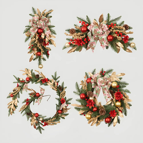 Artificial plastic Christmas garland in American country style available in four decorative variations