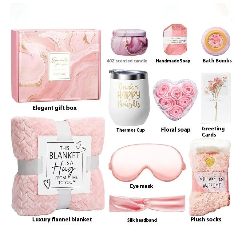 Aromatherapy candle soap bath gift set in modern plastic container measuring 27x23x13cm